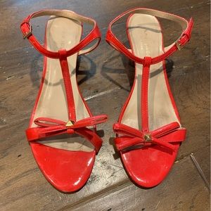 GUC Kate Spade Red Patent Bow Wedge Sandals 8